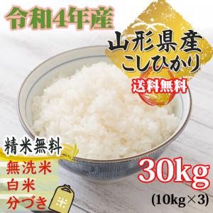 コシヒカリ 米 お米 玄米30kg 10kg×3袋 令和4年産 山形産 白米・無洗米・分づきにお好み精米 送料無料 当日精米
