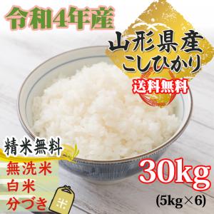コシヒカリ 米 お米 玄米30kg 5kg×6袋 令和4年産 山形産 白米・無洗米・分づきにお好み精米 送料無料 当日精米