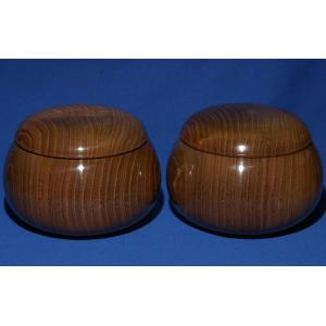 欅の碁盤 SET275】日向産本榧 木裏 一枚盤 卓上碁盤（月印33号 欅碁笥）セット