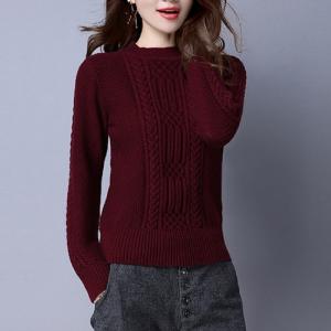 アラン編みカシミヤセーター、厚織りタイプ、ワインレッド系｜miwakenn
