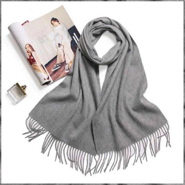 カシミヤ100％ストール、40cm幅普段使い、グレー色