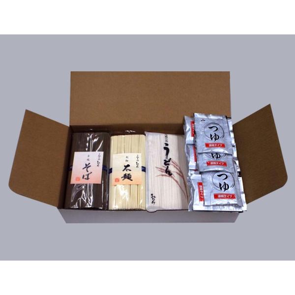 うどん そば 太麺 麺道楽 各3袋・麺つゆ12袋 詰め合わせ 三輪素麺 化粧箱