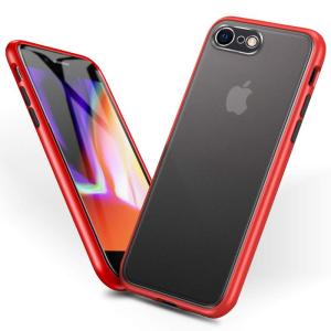 iPhone SE ケース 第2世代 iPhone7 ケース iPhone8 ケース 半透明 耐衝撃 マット加工 アルミ合金レンズ保護ケース