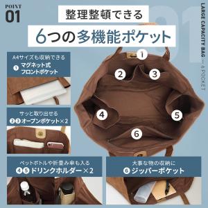 トートバッグ メンズ 大容量 軽量 6個のポケ...の詳細画像3