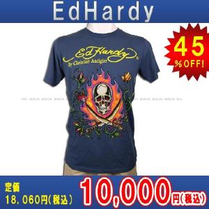 エドハーディー Ed Hardy T-SHIRT トップスTシャツNAVY・ネイビー あすつく｜mixon