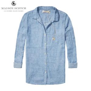 【ストアポイント10倍 5/22 0:00〜5/23 23:59】 メゾンスコッチ MAISON SCOTCH 正規販売店 レディース 長袖シャツ Striped linen beach s｜mixon