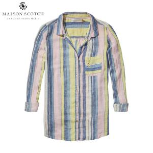 メゾンスコッチ MAISON SCOTCH 正規販売店 レディース 長袖シャツ Striped linen beach shirt 131146 D 父の日 プレゼント ラッピング