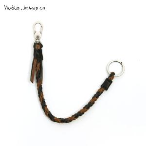 ヌーディージーンズ Nudie Jeans 正規販売店 キーホルダー KLASSON KEYSTRAP BLACK/BRO｜mixon