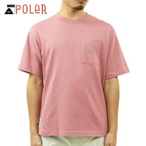 ポーラー Tシャツ メンズ 正規販売店 POLER 半袖Tシャツ オーバーサイズ Tシャツ ポケットTシャツ SCRIPT POCKET RELAX FIT TEE DC 5221C022 ROSE BROWN｜mixon