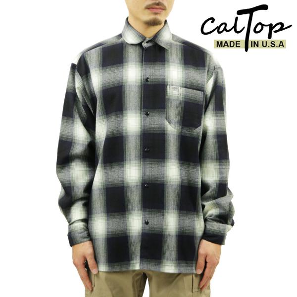 キャルトップ 長袖シャツ メンズ 正規品 CALTOP ACRYLIC OMBRE CHECK LO...