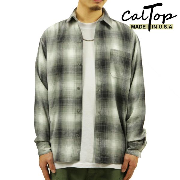 キャルトップ 長袖シャツ メンズ 正規品 CALTOP ACRYLIC OMBRE CHECK LO...