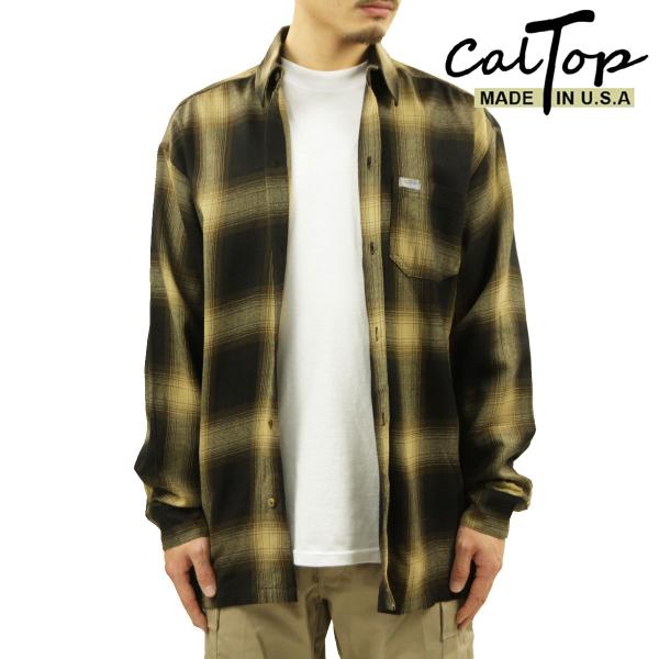 キャルトップ 長袖シャツ メンズ 正規品 CALTOP ACRYLIC OMBRE CHECK LO...