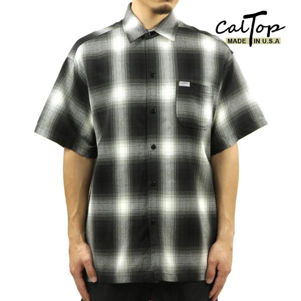 キャルトップ メンズ 半袖シャツ 正規品 CALTOP ACRYLIC OMBRE CHECK SH...
