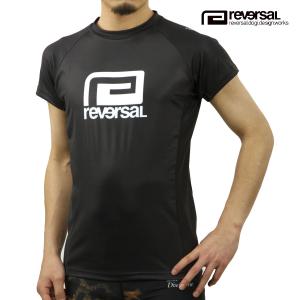 リバーサル メンズ ラッシュガード 正規販売店 REVERSAL 半袖 スポーツウェア ロゴ BASIC BIG MARK RASH GUARD rvbs055 BK BLACK｜mixon