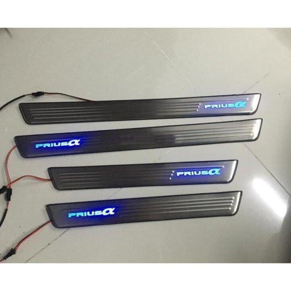 一年保証付き！40系 プリウスα ZVW40W専用LEDスカッフプレートステンレス製　 4枚フルセッ...