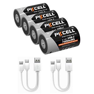 単1形 4本セット 充電池 1200回繰り返し充電可能(USB C急速充電ケーブル付き) 、1.5V 7400mWh リチウム充電池 液漏れ防止構造、 ガスコンロ、ランタンや防災用等