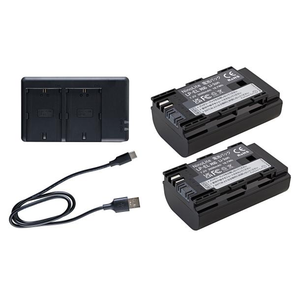 NinoLite 3点セット LP-EL・スピードライト EL-1対応充電式バッテリー2個 + デュ...