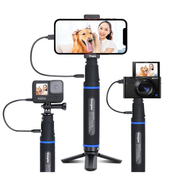 スマホ・一眼レフカメラ・アクションカメラ用 10000mAh バッテリー内蔵自撮り棒 兼 三脚スタン...