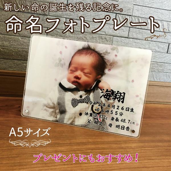 命名書 名入れ 命名プレート オーダー 写真入れ 命名  命名紙 命名札 おしゃれ 出産祝 記念品 ...
