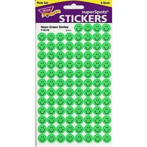 Trend Enterprises トレンド ごほうびシール スマイル グリーン 800片 Trend superSpots Stickers Neon Green Smiles T-46140