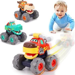 iPlay iLearn Monster Trucks Toy for Boy Big Play Foot Vehicles Pull Back Fr