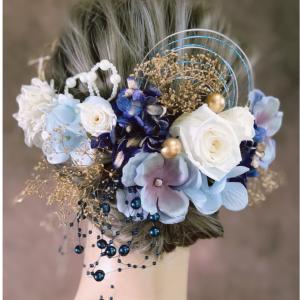 髪飾り ヘッドドレス 成人式 卒業式 結婚式 紫陽花 かすみ草 髪飾り ヘッドドレス 成人式 卒業式 結婚式 紫陽花 かすみ草