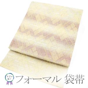 袋帯 正絹 西陣 となみ織物 となみ帯 金銀箔糸 ターコイズブルー 斜め