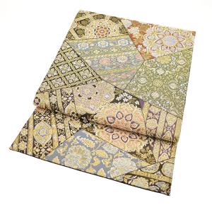 すごい値！袋帯 正絹 京都 西陣 箔屋清兵衛 上質 金糸 濃グレー 横段  