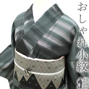 小紋 単衣 着物 リサイクル 英 はなぶさ 謹製 洗える ポリエステル 春