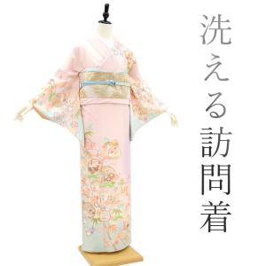 本加賀友禅 訪問着 天野雅彦 松竹梅に小鳥文様 水色 作家物 落款入 