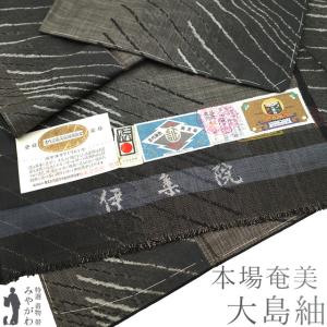 平和屋着物○都喜ヱ門 本場大島紬 泥染め 手織り カタス7マルキ 総絣