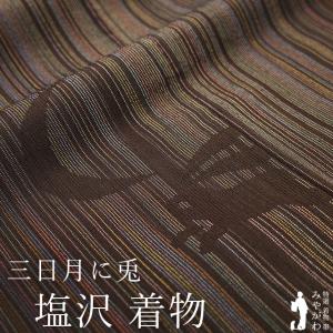 本場大島紬 着物 未使用 正絹 袷 泥染め 7マルキ こげ茶 様々な絣文