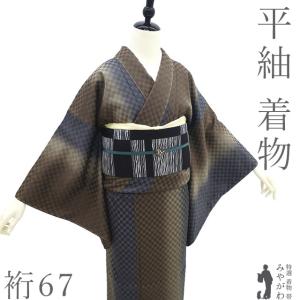 すごい値！ 紬 訪問着 袷 着物 未使用 正絹 黒 墨流し 段霞文 十日町