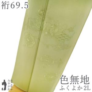 色無地 付下げ 着物 正絹 袷 蘇州刺繍 青朽葉色 向い鳳凰 華文 新古品 仕立て上がり 身丈169 裄丈69.5 ふくよか ＴＬ みやがわ sb17299