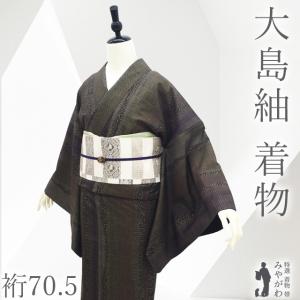 紬 訪問着 袷 着物 刺し子 手刺繍 正絹 濃グレー地 葡萄 ぶどう 竹