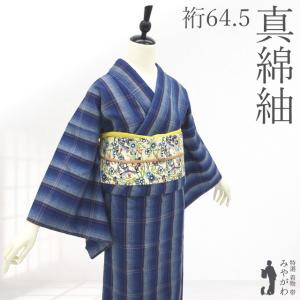 夏物 単衣 着物 未使用 紗紬 正絹 十日町 粋紗絣 黒地 ゆらぎ縞 水玉