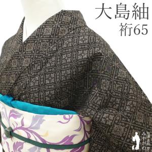 本場大島紬 着物 未使用 正絹 袷 大島紬 9マルキ こげ茶 カジュアル