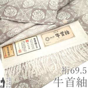夏物 本場大島紬 着物 未使用 正絹 夏大島 単衣 ホワイトグレー リーフ