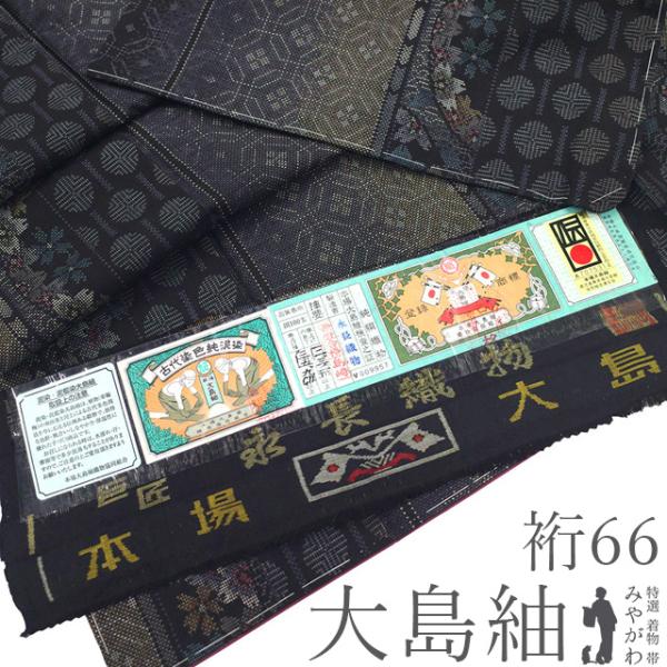 大島紬 着物 未使用 本場大島紬 正絹 袷 巨匠 永長織物 泥染め こげ茶 新古品 仕立て上がり 身...