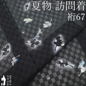 夏物 夏大島 着物 単衣 未使用 正絹 紗紬 十日町 黒 紺 葉 実