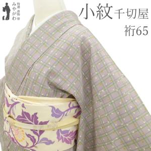 小紋 着物 着尺 反物 正絹 薄芥子色 草花 鳥 牡丹 椿 桜 藤 菊 袷 単衣