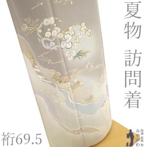 夏物 訪問着 単衣 着物 未使用 フォーマル 正絹 絽 手描き友禅 鉄線 薄