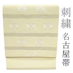 名古屋帯 正絹 九寸 ライトグレー 薄色 ぼかし 芭蕉 織り柄 カジュアル 松葉仕立て 春 秋 冬 中古 仕立て上がり みやがわ sb54483 名古屋帯 正絹 九寸 ライトグレー 薄色 ぼかし 芭蕉 織り柄 カジュアル