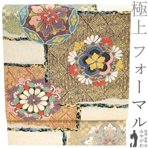 袋帯 京都 西陣 となみ織物 となみ帯 正絹 国風錦 本金箔 青褐色