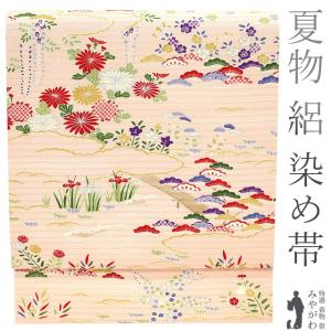 夏物 名古屋帯 未使用 九寸 正絹 絽 京都 西陣 金銀糸 白 雪輪 花 絹芯