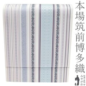 名古屋帯 未使用 正絹 本場筑前博多織 全通 九寸 白 黒 かわいい 水玉
