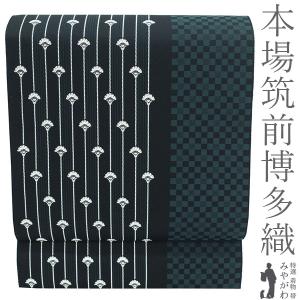 名古屋帯 九寸 京都 しょうざん 生紬 正絹 手染め 絞り グレー × 百入