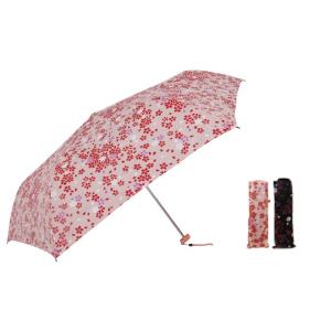 折畳傘 ミニフラット式 50cm 和柄 薄紅桜 UVカット付