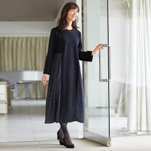 ワンピース レディース 秋 冬 プリント切替ワンピース 40代 50代 60代 70代 ミセスファッション シニアファッション 服 京都通販 ミセスのファッション館 通販 Yahoo ショッピング