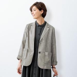 秋冬 日本製 ミラノリブテーラードジャケット ラベンダーパープル 丸襟